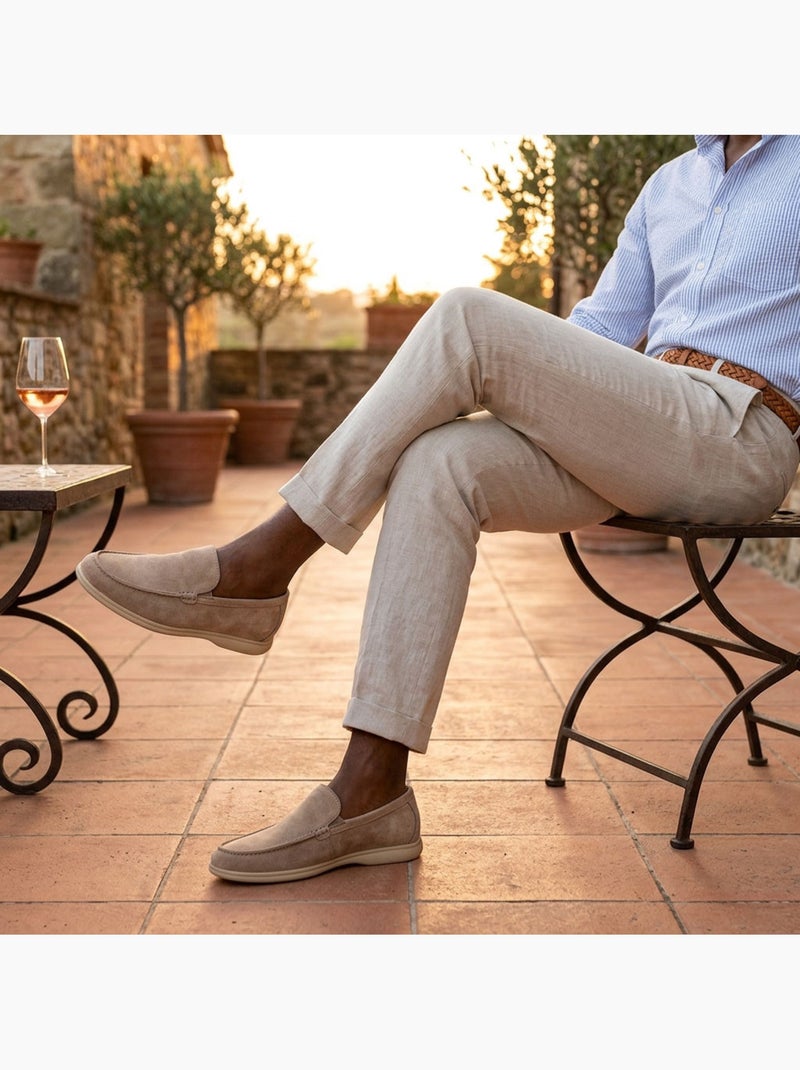 Mocassins Homem Premium Camurça Conforto Slip-On OZABI Bege - Kiabi