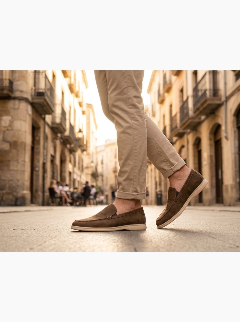 Mocassins Homem Premium Camurça Conforto Slip-On OZABI Castanho - Kiabi