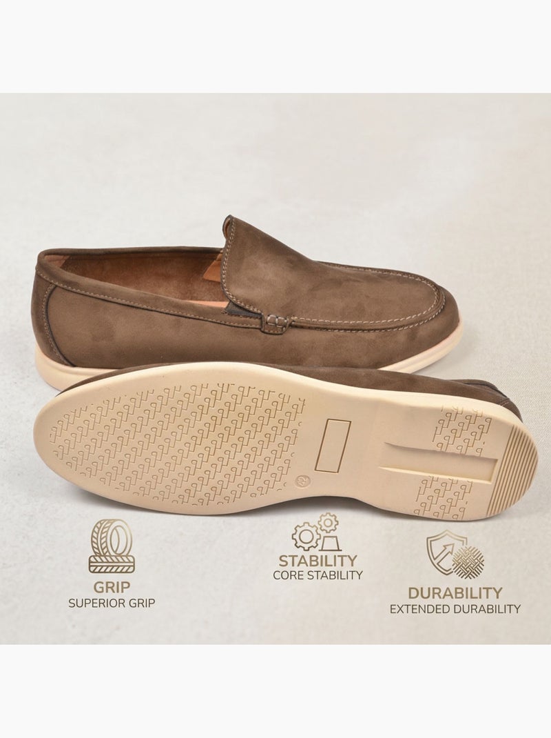 Mocassins Homem Premium Camurça Conforto Slip-On OZABI Castanho - Kiabi