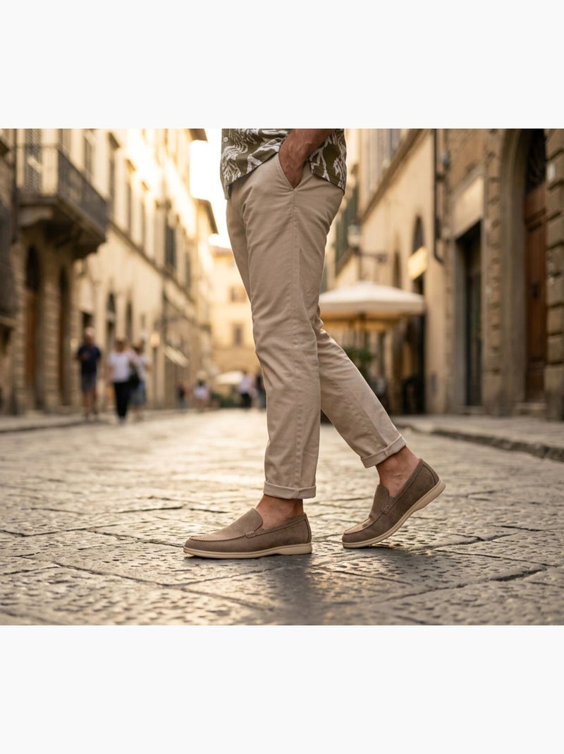 Mocassins Homem Premium Camurça Conforto Slip-On OZABI Toupe - Kiabi