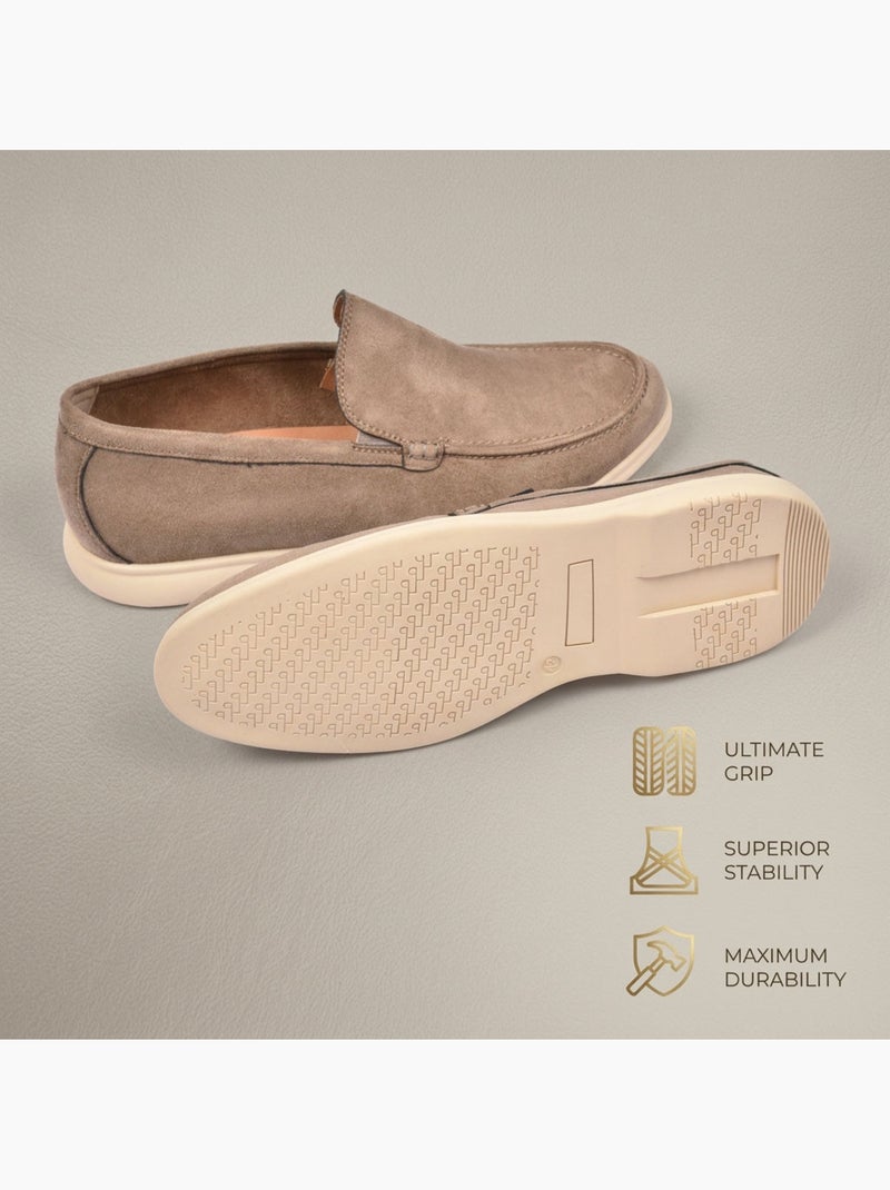 Mocassins Homem Premium Camurça Conforto Slip-On OZABI Toupe - Kiabi