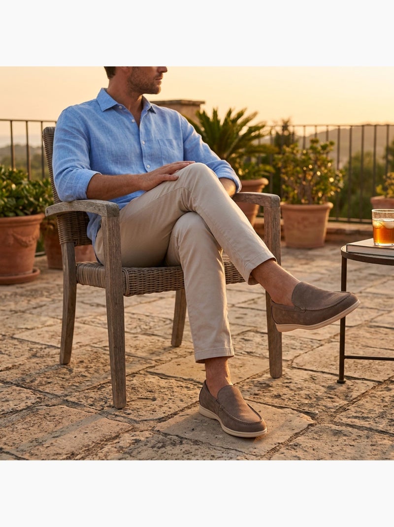 Mocassins Homem Premium Camurça Conforto Slip-On OZABI Toupe - Kiabi