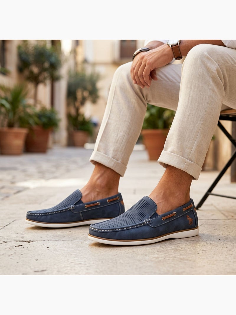 Mocassins homem respiráveis perfurados conforto verão OZABI Azul-marinho - Kiabi