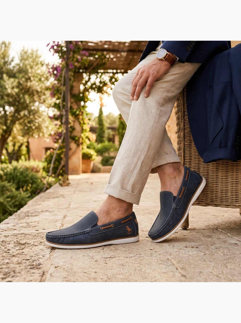 Mocassins homem respiráveis perfurados conforto verão OZABI Azul-marinho - Kiabi