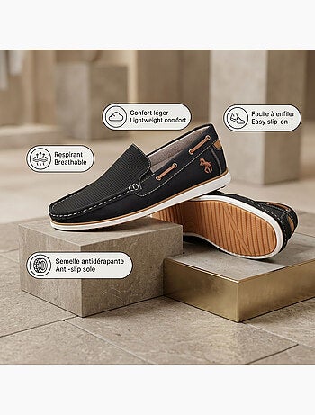 Mocassins homem respiráveis perfurados conforto verão OZABI