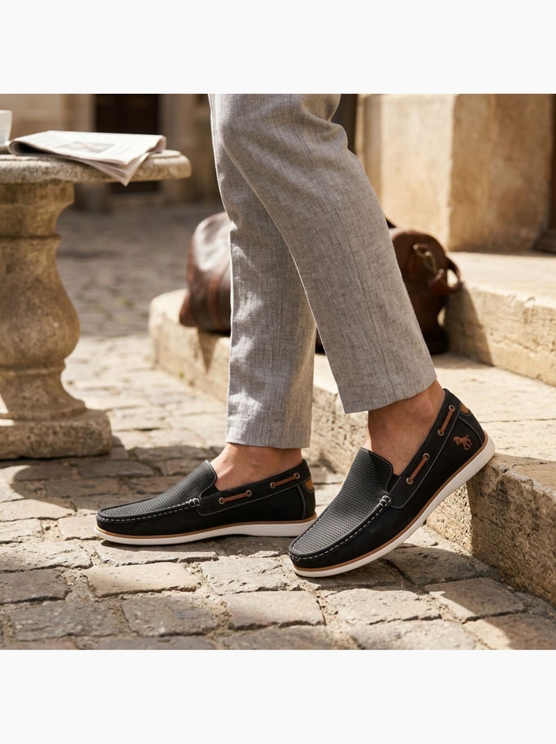 Mocassins homem respiráveis perfurados conforto verão OZABI Preto - Kiabi