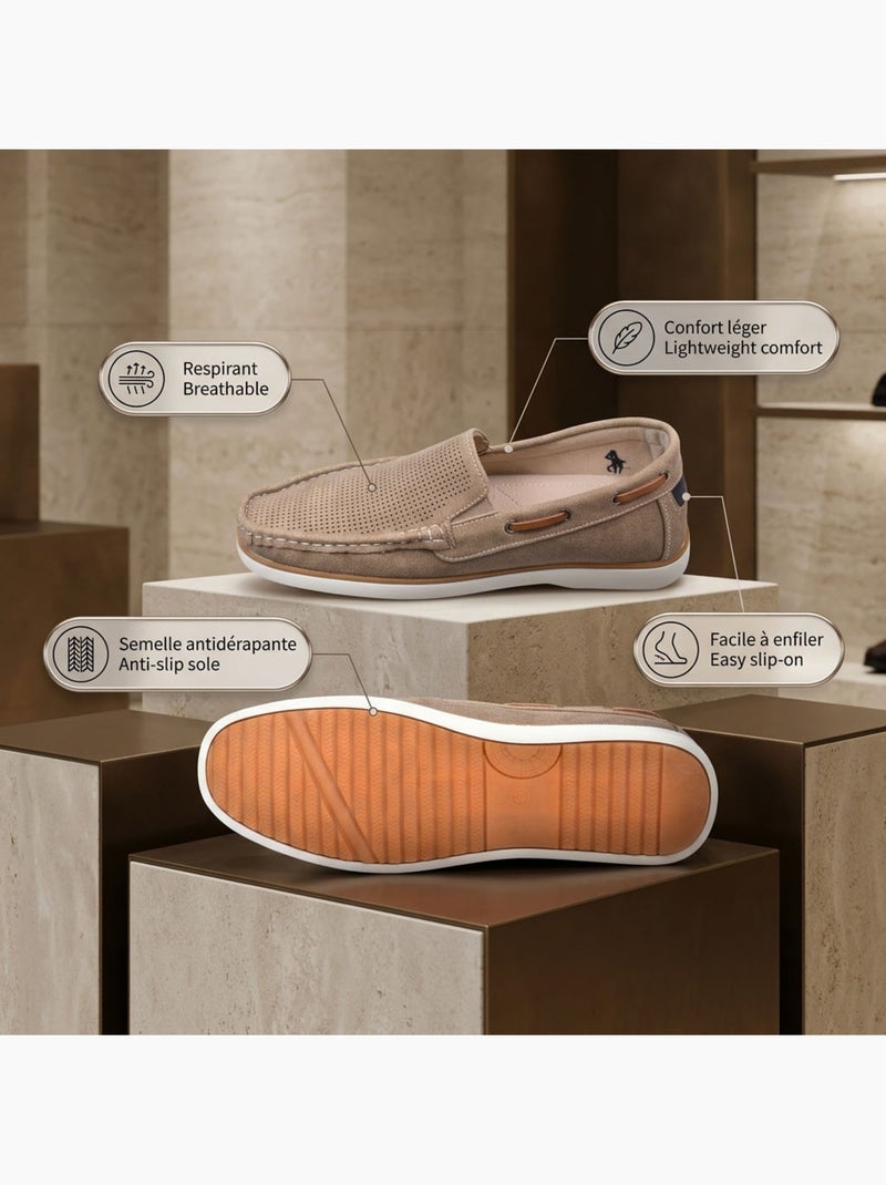 Mocassins homem respiráveis perfurados conforto verão OZABI Toupe - Kiabi