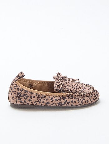 Mocassins leopardo em camurça