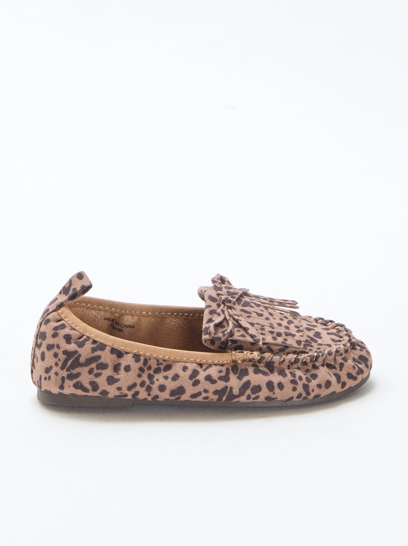Mocassins leopardo em camurça Castanho - Kiabi