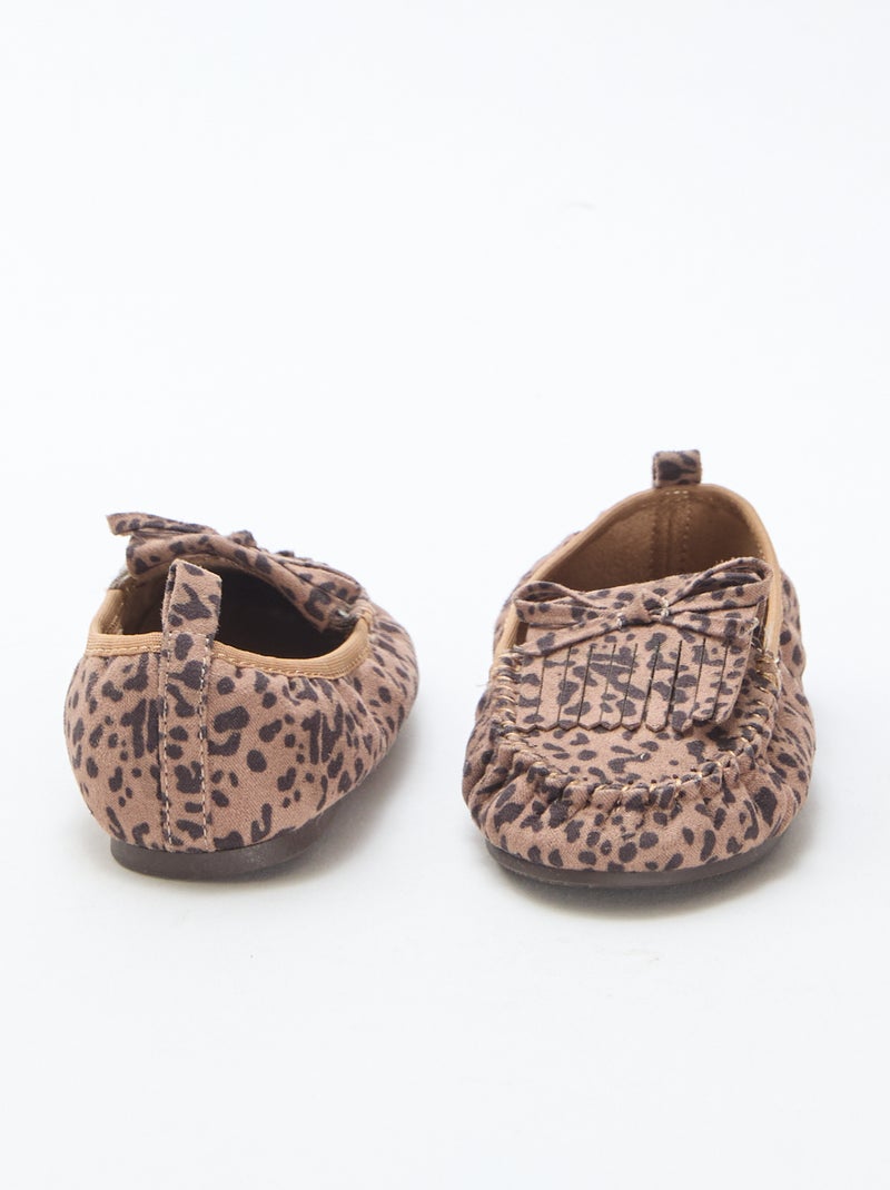 Mocassins leopardo em camurça Castanho - Kiabi