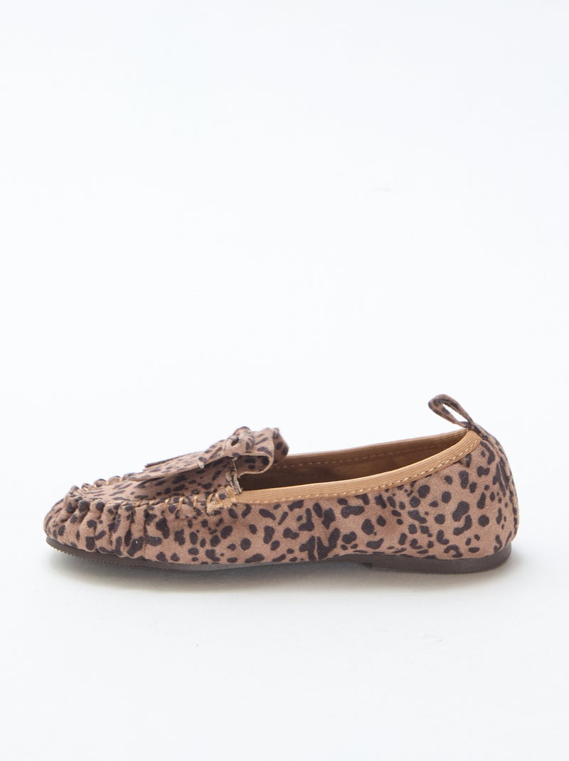 Mocassins leopardo em camurça Castanho - Kiabi