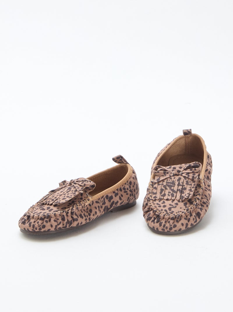 Mocassins leopardo em camurça Castanho - Kiabi