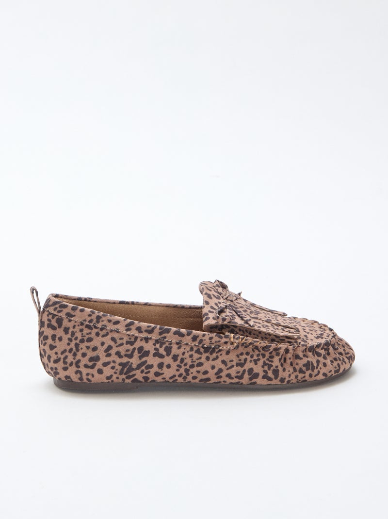 Mocassins leopardo em camurça Castanho - Kiabi