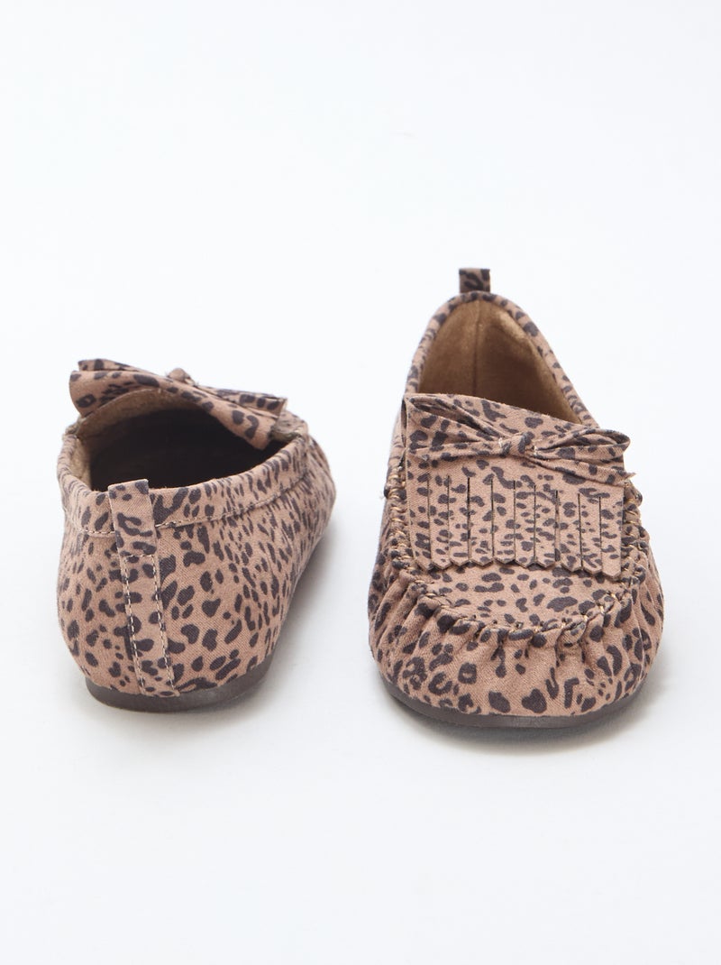 Mocassins leopardo em camurça Castanho - Kiabi