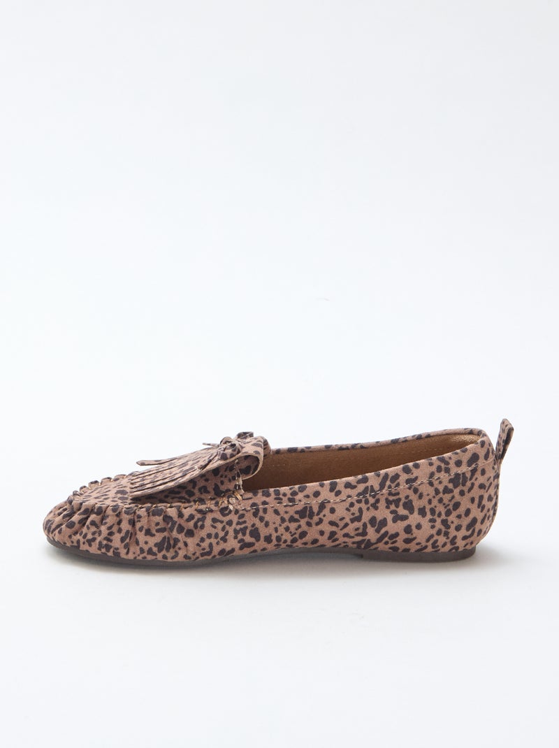Mocassins leopardo em camurça Castanho - Kiabi