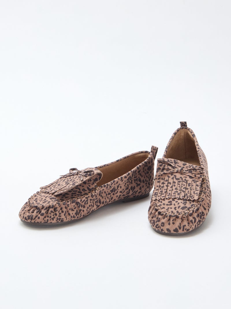 Mocassins leopardo em camurça Castanho - Kiabi