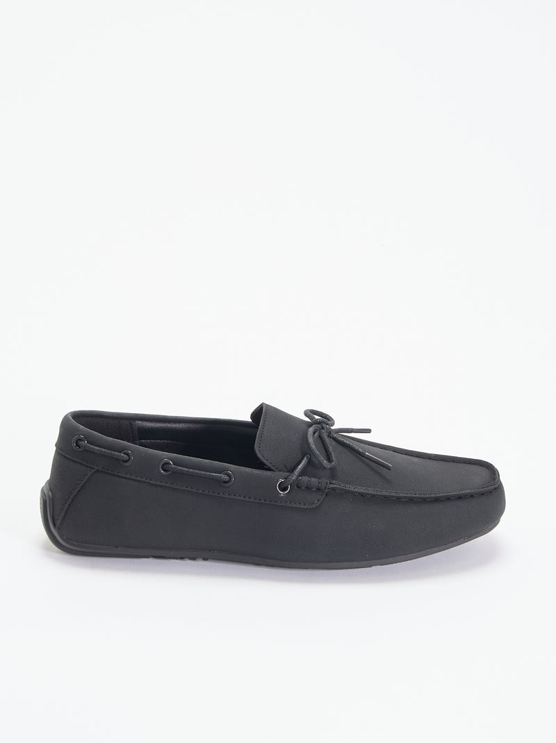 Mocassins lisos em camurça sintética Preto - Kiabi