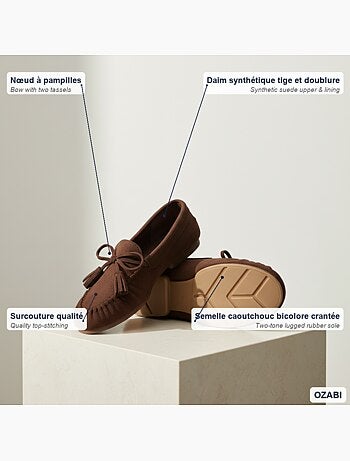 Mocassins mulher bobo chic nó pampilhos camurça sintética ozabi