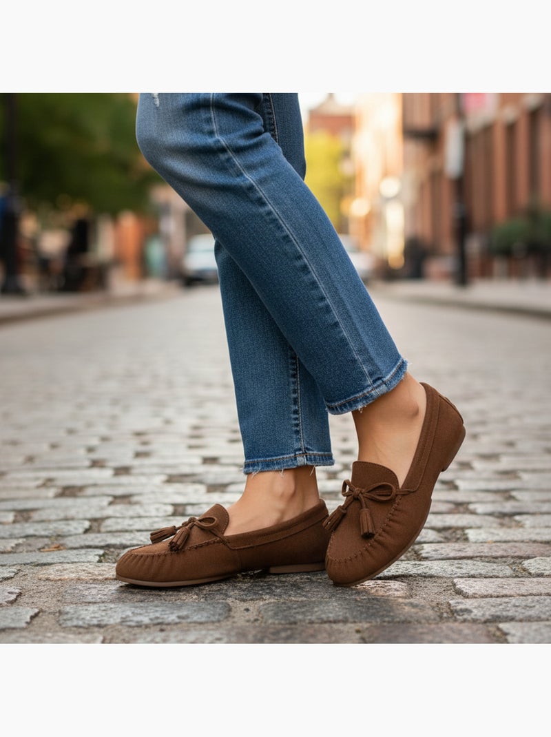 Mocassins mulher bobo chic nó pampilhos camurça sintética ozabi Cognac - Kiabi
