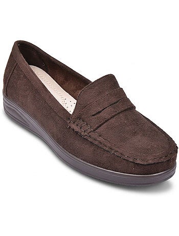Mocassins mulher penny loafer camurça conforto ozabi