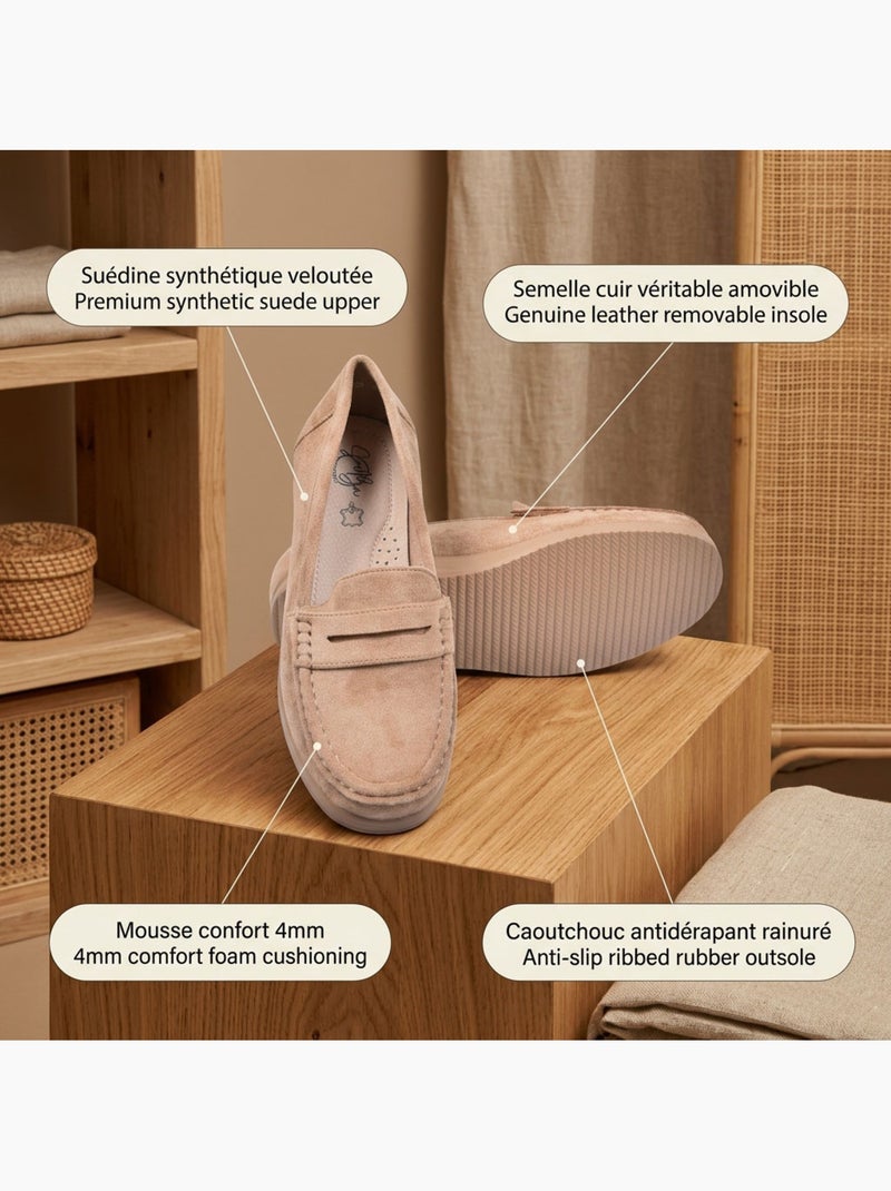 Mocassins mulher penny loafer camurça conforto ozabi Toupe - Kiabi