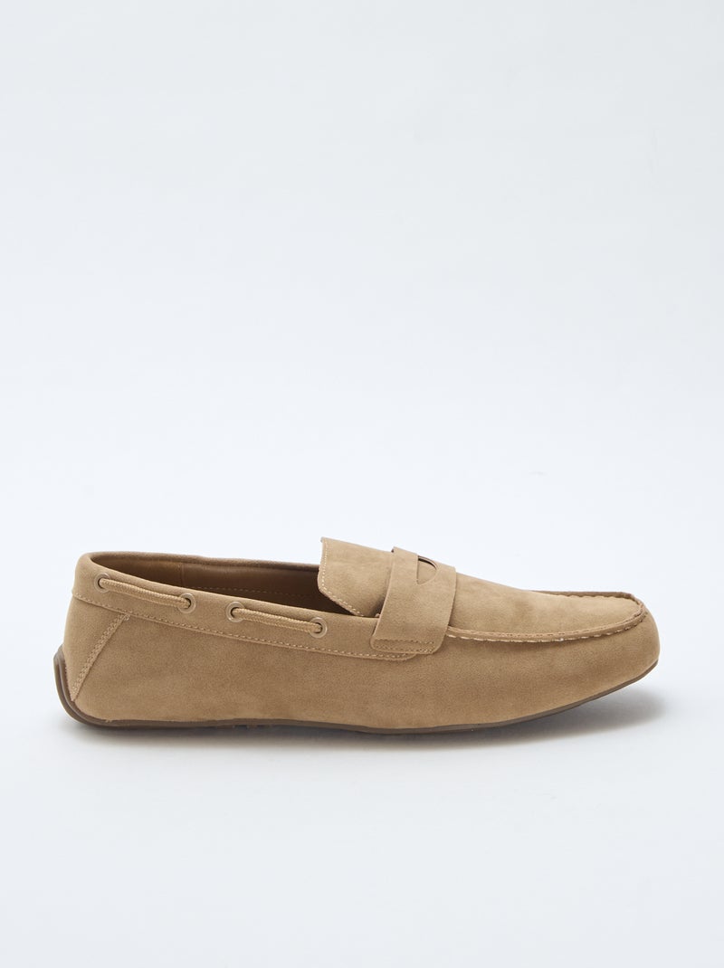 Mocassins náuticos em camurça lisa Bege - Kiabi