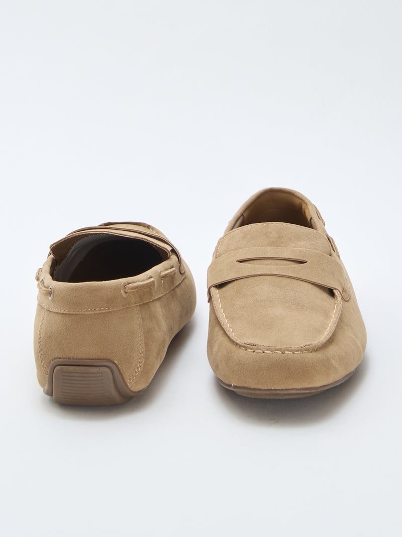 Mocassins náuticos em camurça lisa Bege - Kiabi