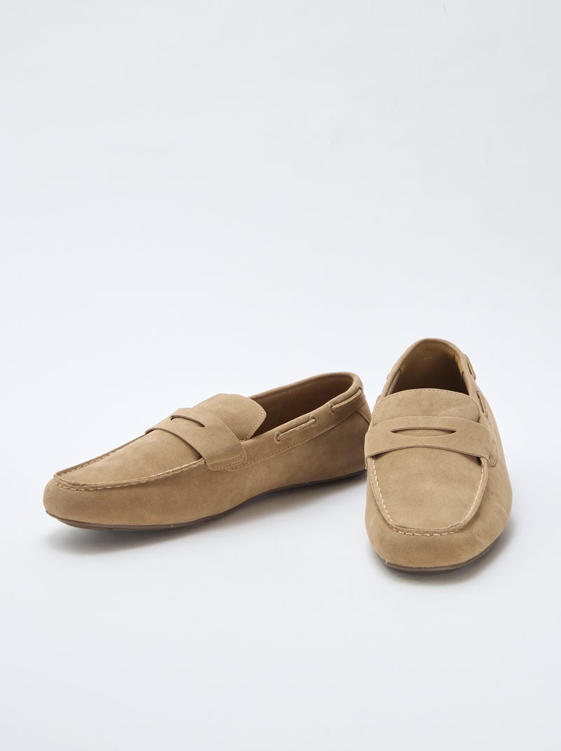 Mocassins náuticos em camurça lisa Bege - Kiabi