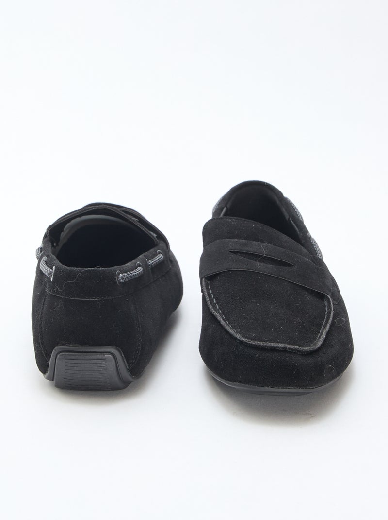 Mocassins náuticos em camurça lisa Preto - Kiabi