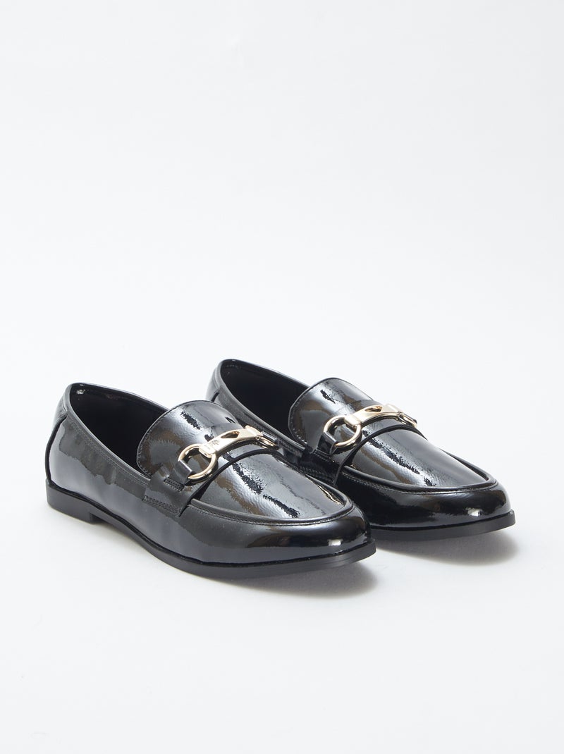 Mocassins rasos de verniz Preto - Kiabi