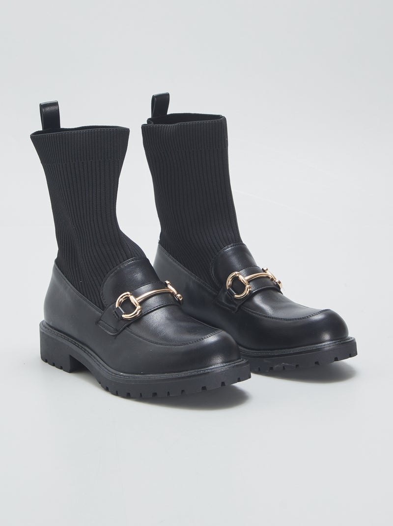 Mocassins subidos  - Preto - Kiabi