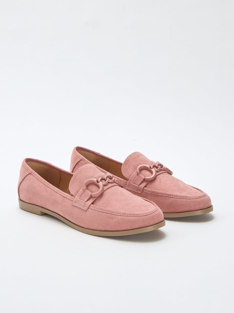 Mocassins tipo camurça com bijuteria decorativa na parte superior Rosa - Kiabi