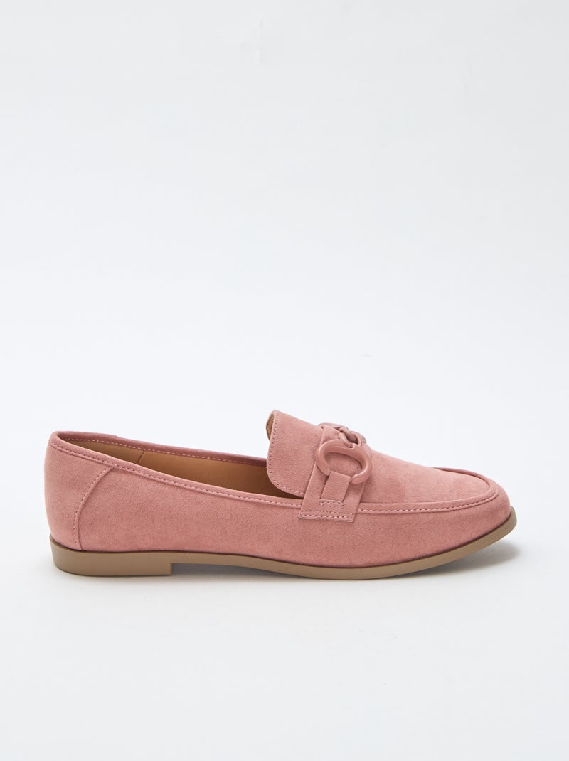 Mocassins tipo camurça com bijuteria decorativa na parte superior Rosa - Kiabi