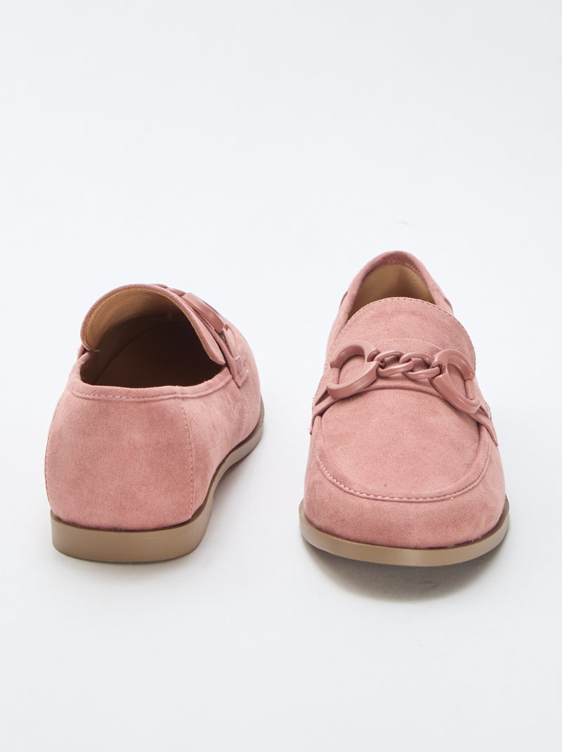 Mocassins tipo camurça com bijuteria decorativa na parte superior Rosa - Kiabi