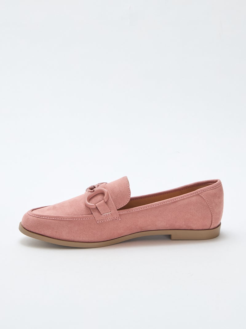 Mocassins tipo camurça com bijuteria decorativa na parte superior Rosa - Kiabi