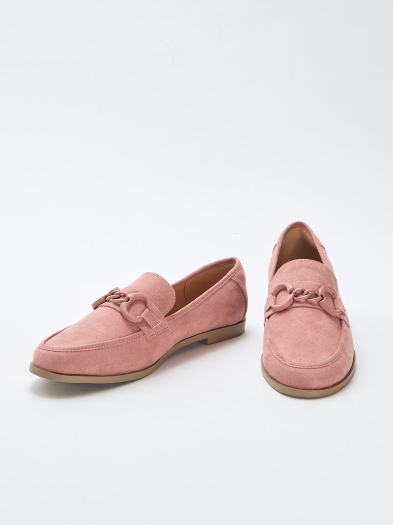 Mocassins tipo camurça com bijuteria decorativa na parte superior Rosa - Kiabi