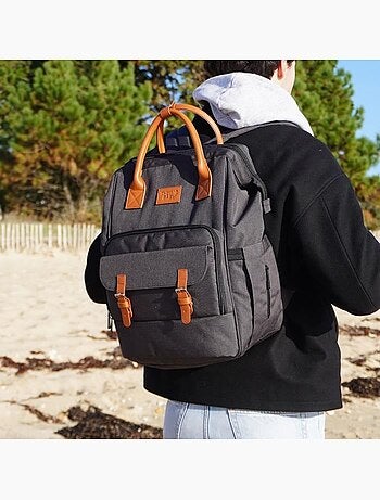 Mochila de fraldas thermobaby escapade com 3 bolsos térmicos e muda-fraldas