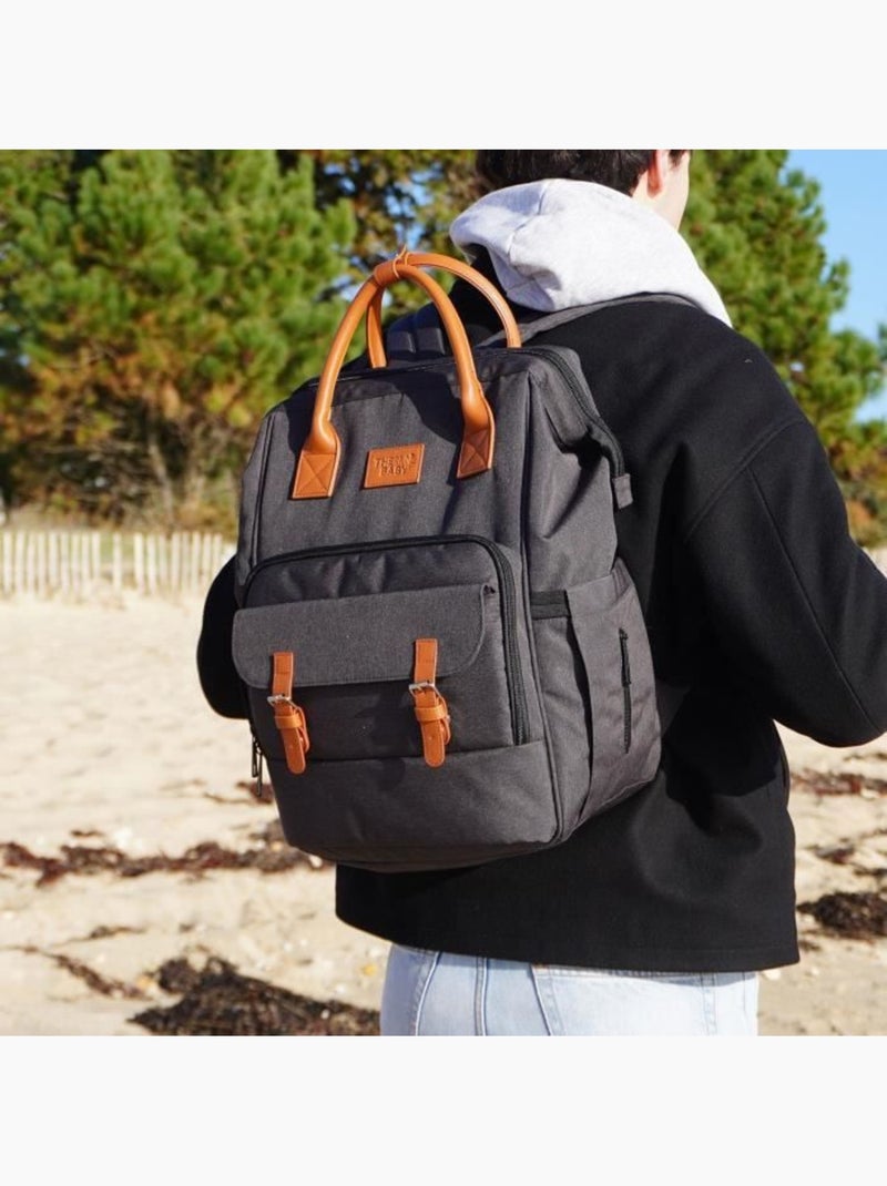 Mochila de fraldas thermobaby escapade com 3 bolsos térmicos e muda-fraldas Cinza - Kiabi