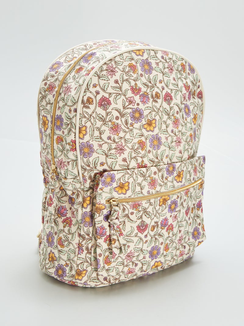 Mochila de lona estampada ROSA - Kiabi