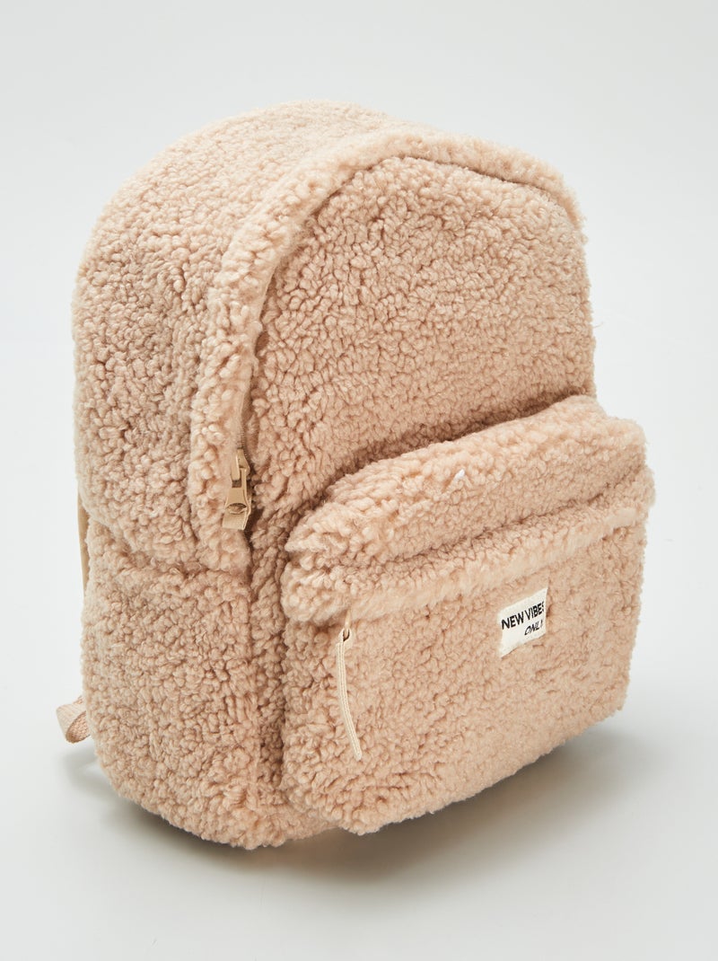 Mochila efeito lã de carneiro BEGE - Kiabi