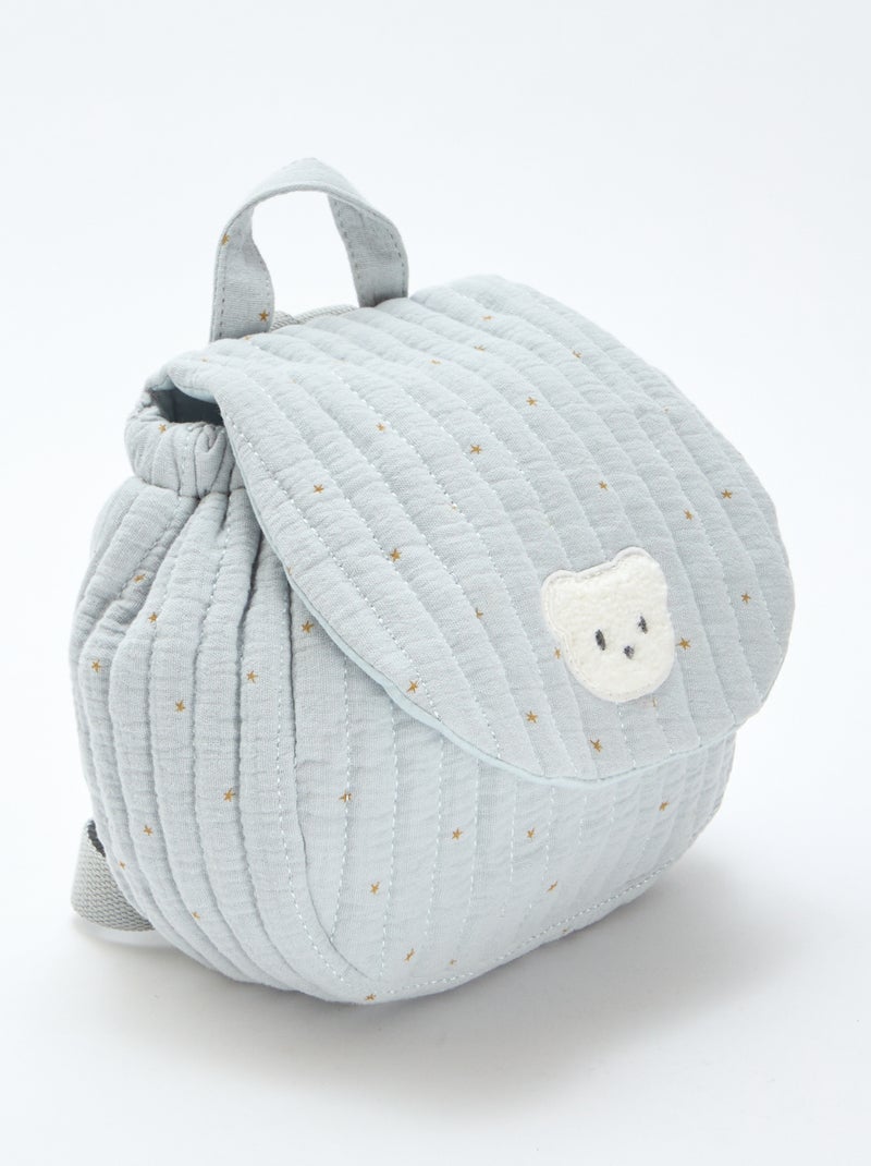 Mochila em gaze de algodão estampada Azul - Kiabi