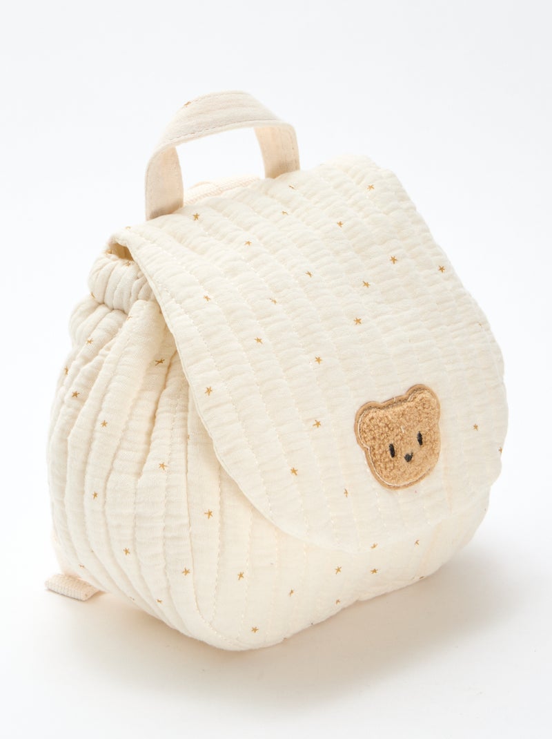Mochila em gaze de algodão estampada Bege - Kiabi