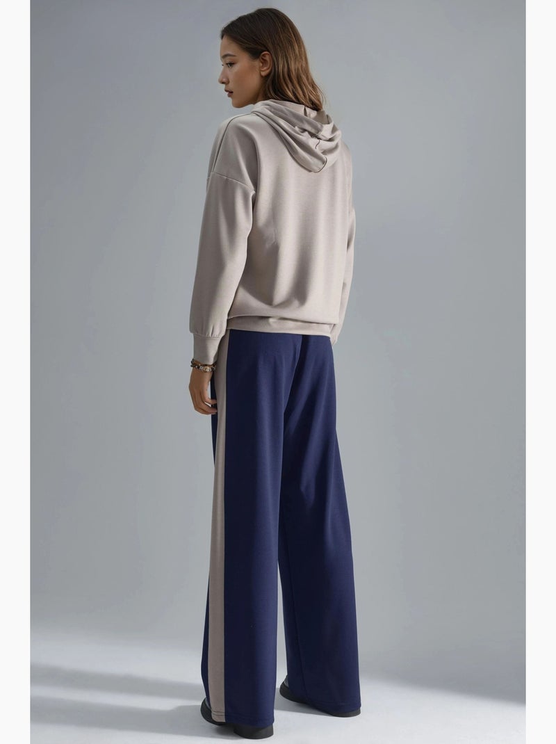 Modal touch conjunto co-ord de duas peças com capuz, bordado, comprido e de perna larga hiccup Azul-marinho - Kiabi