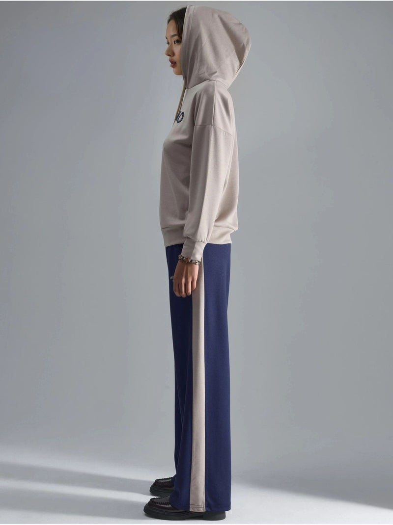 Modal touch conjunto co-ord de duas peças com capuz, bordado, comprido e de perna larga hiccup Azul-marinho - Kiabi