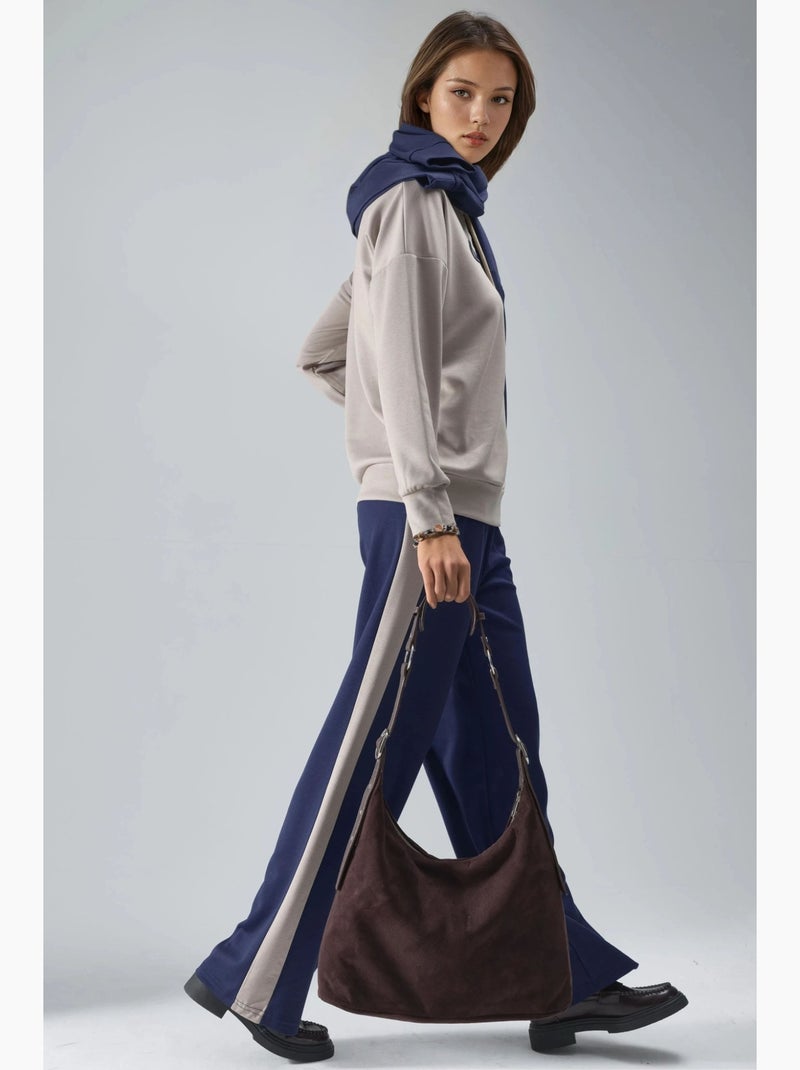 Modal touch conjunto co-ord de duas peças com capuz, bordado, comprido e de perna larga hiccup Azul-marinho - Kiabi