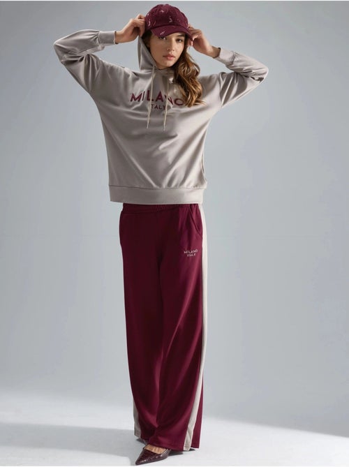 Modal touch conjunto co-ord de duas peças com capuz, bordado, comprido e de perna larga hiccup - Kiabi