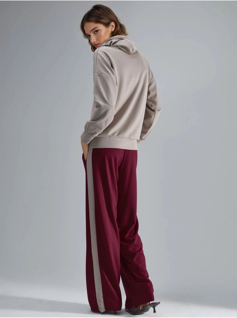 Modal touch conjunto co-ord de duas peças com capuz, bordado, comprido e de perna larga hiccup Vermelho bordô - Kiabi
