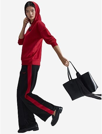Modal touch conjunto co-ord de duas peças com capuz, bordado, comprido e de perna larga hiccup