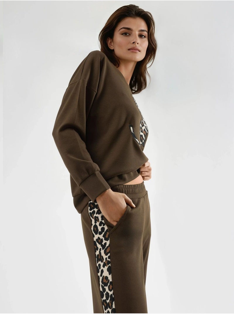 Modal touch conjunto de duas peças com padrão leopardo hiccup Castanho-escuro - Kiabi