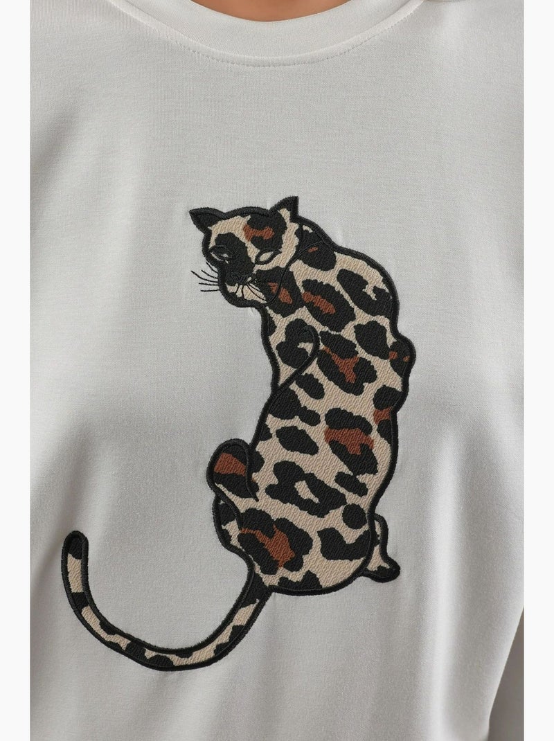 Modal touch conjunto de duas peças com padrão leopardo hiccup Marfim - Kiabi